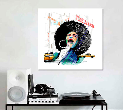 African American Jazz Singer New York Time Square People Portrait Wall Hangings Artesty   