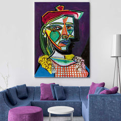 INSPIRED BY PABLO PICASSO Woman in Beret Abstract Cubism Cubist Trendy Large Art Print Artesty   