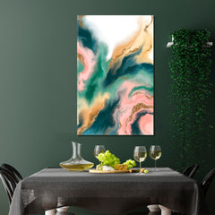 Extra Special Luxurious Contemporary Abstract Vibrant Marble Liquid Flow Shapes  - Vertical Fluid Art, Oriental Marbling Canvas Print Artesty   