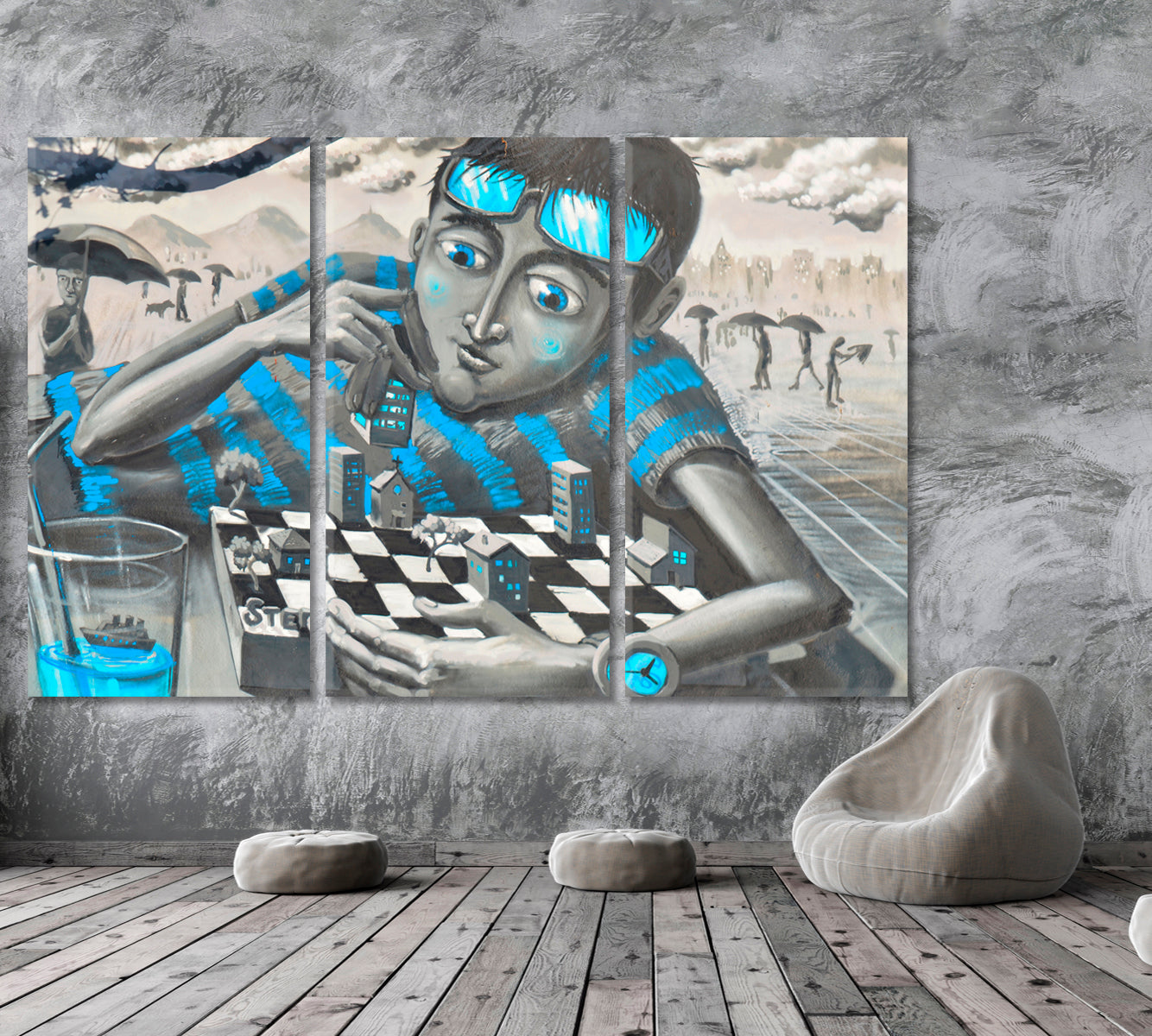 WORLD OF CHESS Life is Like a Chessboard Fantasy Graffiti Street Art Street Art Canvas Print Artesty   