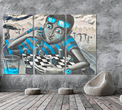 WORLD OF CHESS Life is Like a Chessboard Fantasy Graffiti Street Art Street Art Canvas Print Artesty   