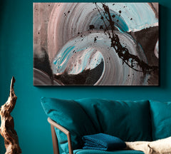 Brown Beige Turquoise Brush Strokes Modern Abstract Trendy Artwork Abstract Art Print Artesty 1 panel 24" x 16" 