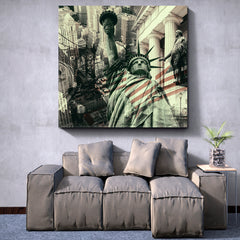 Liberty Statue Landmarks Symbols NYC Modern Grunge Style Collage Cities Wall Art Artesty   