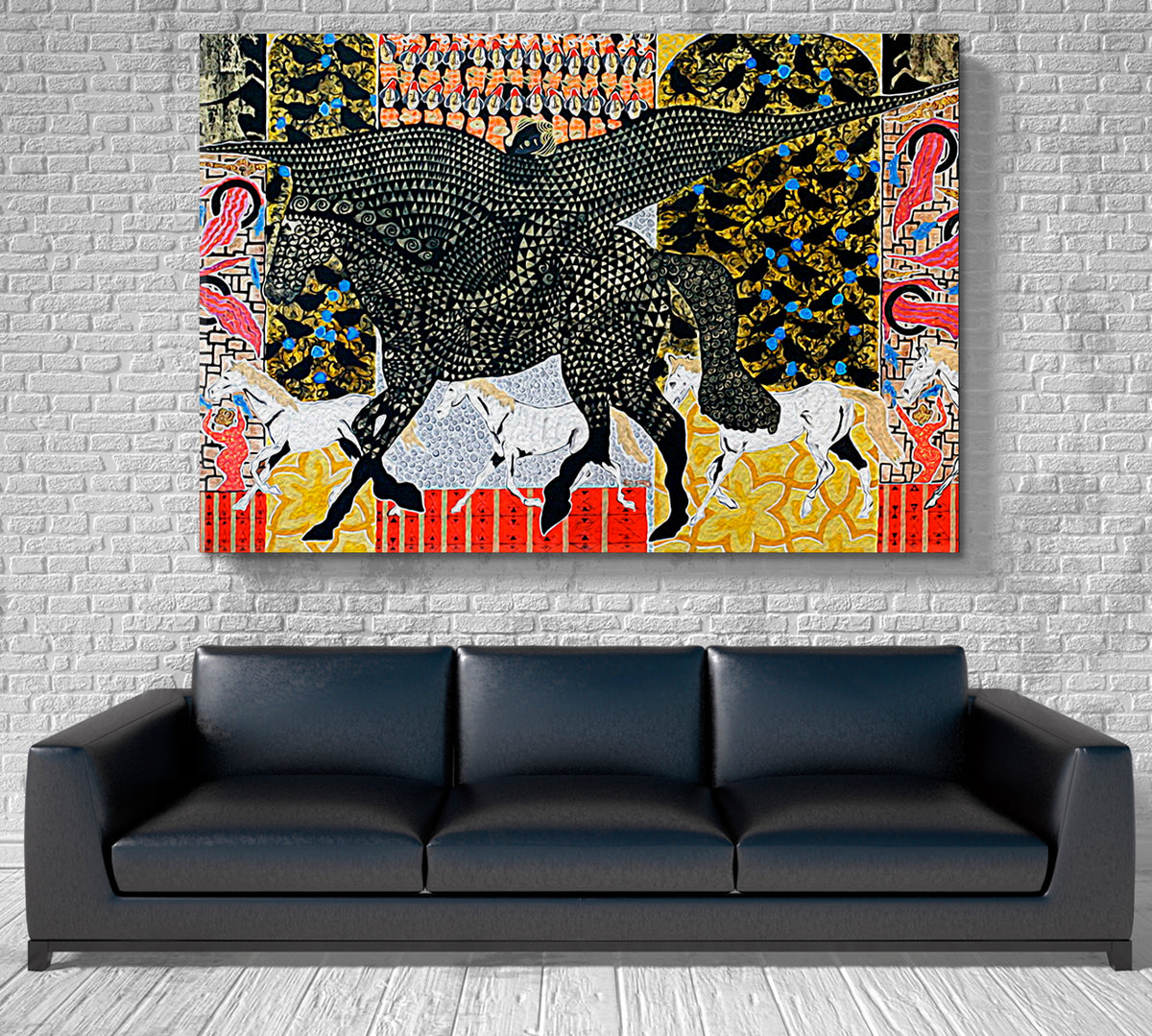 PEGASUS Wings Horse Abstract Geometric Figurative Art Collage Contemporary Art Artesty 1 panel 24" x 16" 