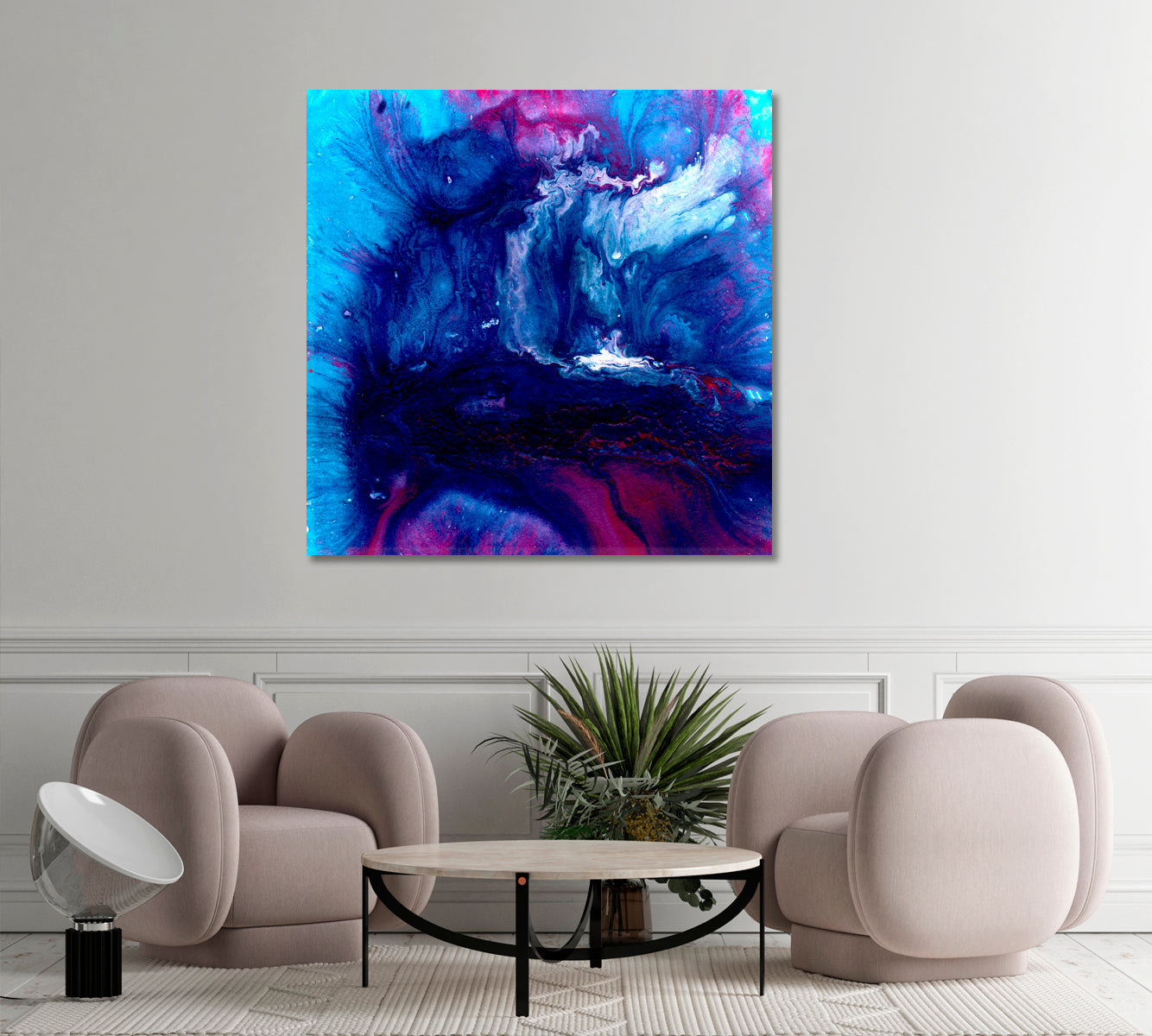 Acrylic Pouring Multicolor Colorful Artwork Fluid Art, Oriental Marbling Canvas Print Artesty   