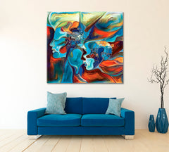WORLD AND CONSCIOUSNESS Vivid Turquoise Orange Modern Art Abstract Art Print Artesty   