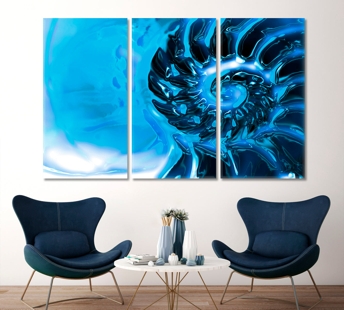 Abstract Water Twirl Abstract Art Print Artesty 3 panels 36" x 24" 