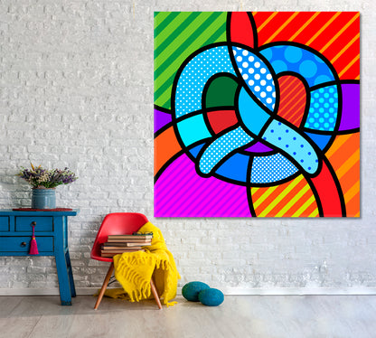 PRETZEL Pop Art Modern Design Typical Bavarian Geometric Symbol Pop Art Canvas Print Artesty 1 Panel 12"x12" 