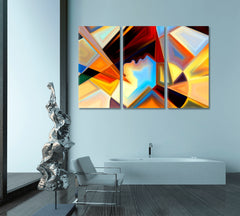 Divided Intellect Abstract Geometric Forms Design Abstract Art Print Artesty 3 panels 36" x 24" 