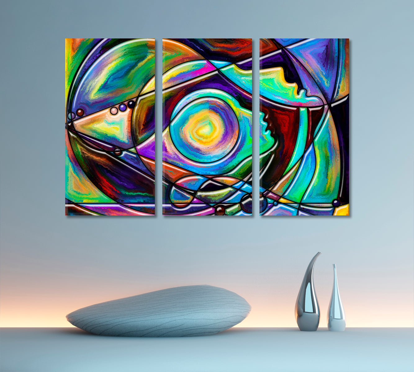 Double Ego Abstraction Abstract Art Print Artesty 3 panels 36" x 24" 