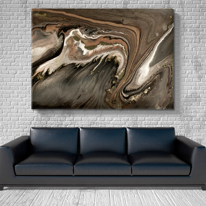 BROWN GOLD PEARL Stylized Marble Pattern Agate Ripple Fluid Art, Oriental Marbling Canvas Print Artesty   