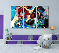 Surreal Abstract Design Stained Glass Pattern Surreal Fantasy Large Art Print Décor Artesty 3 panels 36" x 24" 