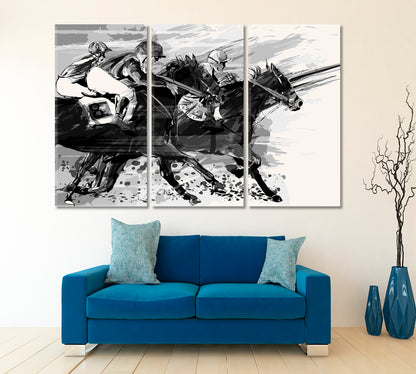 Horse Racing Poster Motivation Sport Poster Print Decor Artesty 3 panels 36" x 24" 