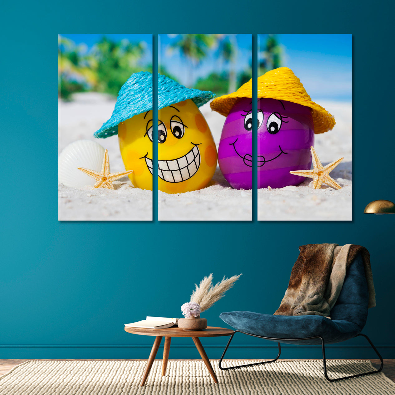 LOVELY SUMMER Colorful Funny Style Photo Art Artesty 3 panels 36" x 24" 