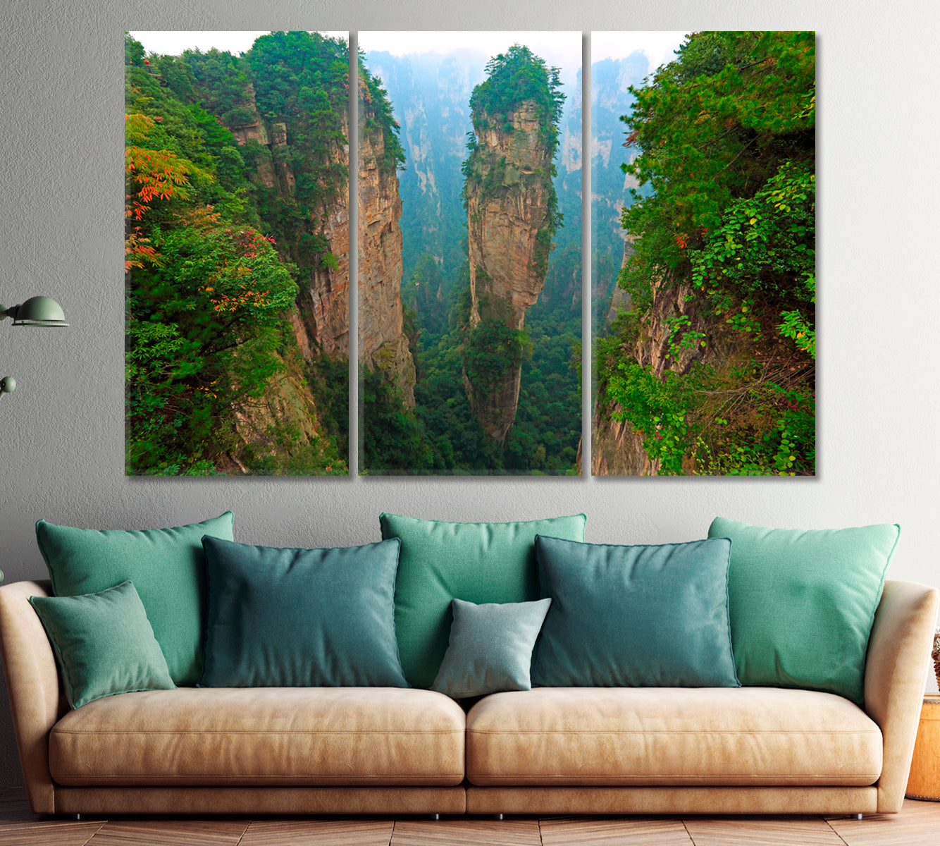 HANGING ROCKS Zhangjiajie National Mountain Forest Park China Countries Canvas Print Artesty 3 panels 36" x 24" 