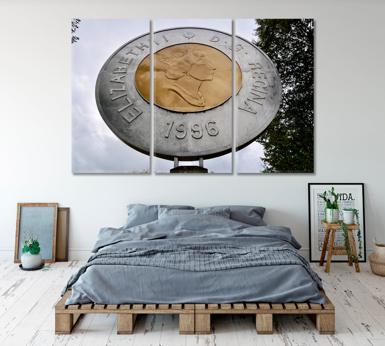 Giant Replica Canadian Two Dollar Coin Ontario Landmarks Famous Landmarks Artwork Print Artesty 3 panels 36" x 24" 