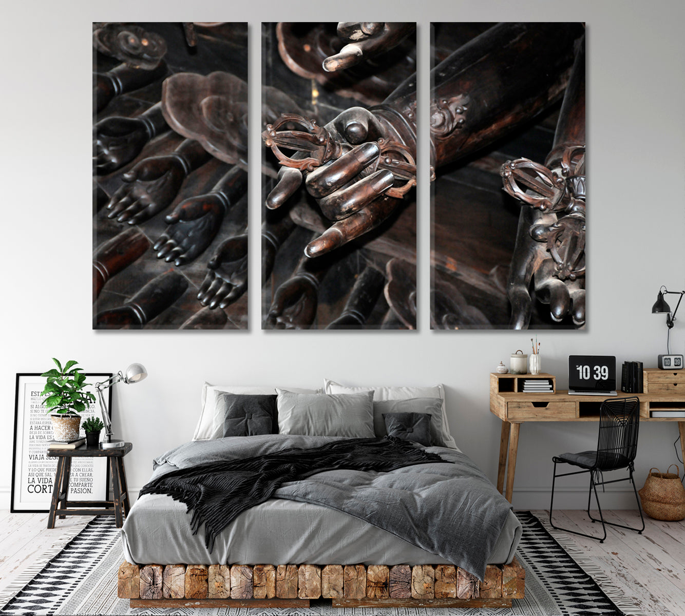 Thousands Hands Guanyin Modern Wall Art Religious Canvas Print Religious Modern Art Artesty 3 panels 36" x 24" 