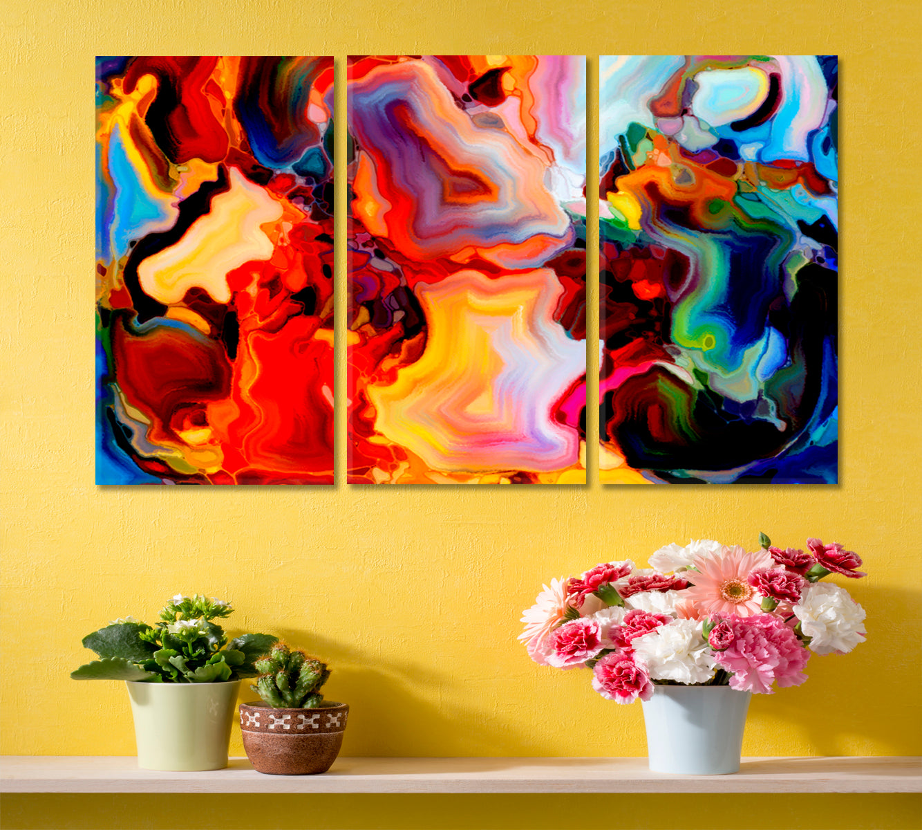 Vivid Beautiful Abstract Design Contemporary Art Artesty 3 panels 36" x 24" 