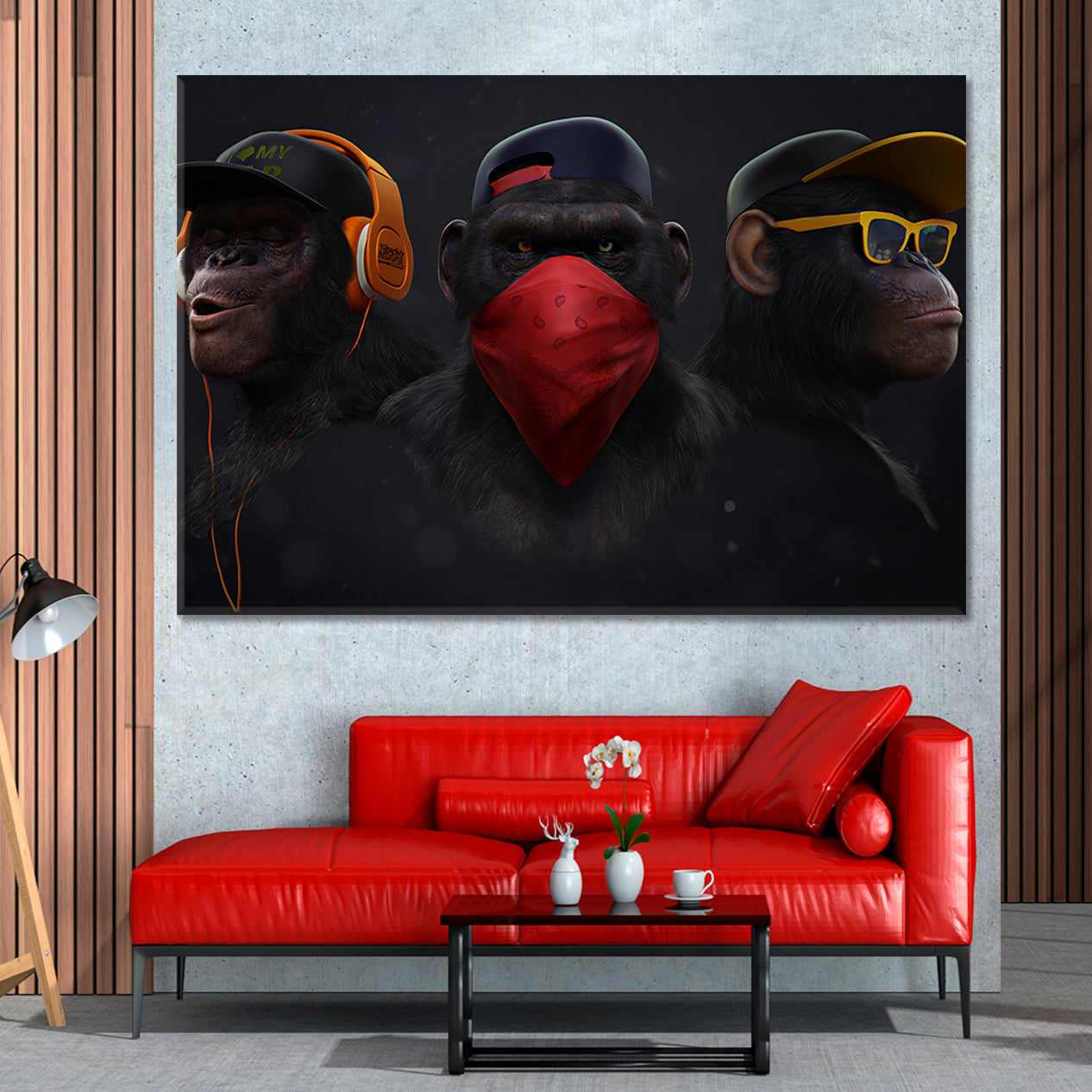 Three Wise Monkeys See No Evil Hear No Evil Speaks no Evil Animals Canvas Print Artesty   