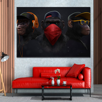 Three Wise Monkeys See No Evil Hear No Evil Speaks no Evil Animals Canvas Print Artesty   