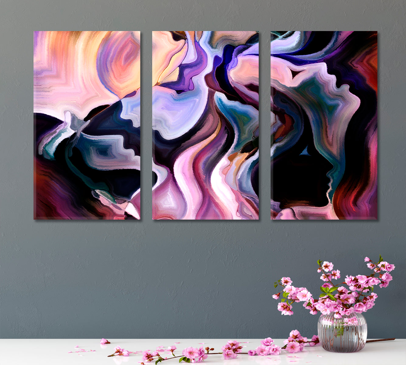 Human Dreams Consciousness Art Artesty 3 panels 36" x 24" 