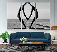Abstract Architectural Forms People in Love Black and White Wall Art Print Artesty 3 panels 36" x 24" 