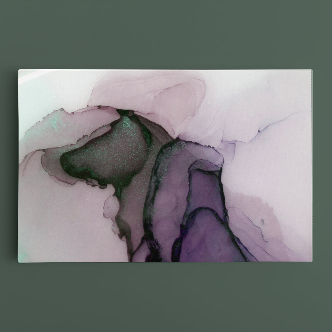 Beautiful Pastels Abstract alcohol ink Purple Green Fluid Art, Oriental Marbling Canvas Print Artesty   