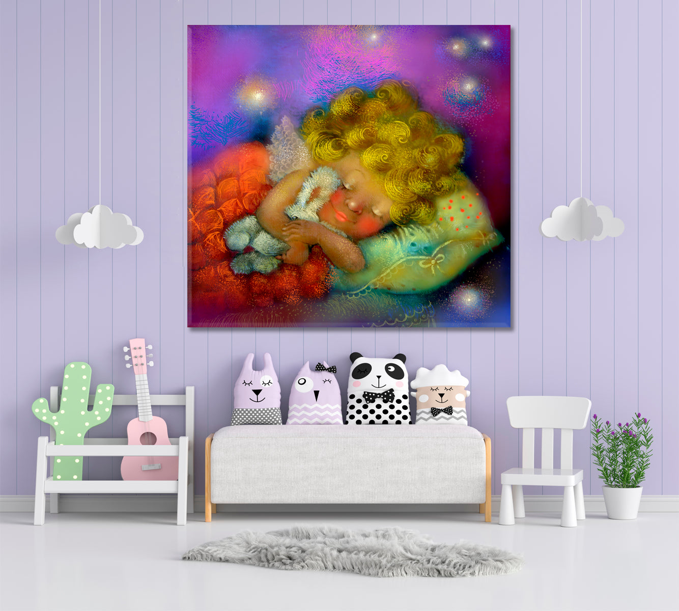 Sweet Little Angel Sleeping at Night KIDS ROOM NURSERY | S Kids Room Canvas Art Print Artesty   