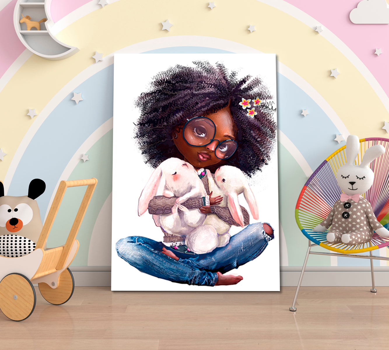 KIDS ART Cute Little Girls Sweet Kids Baby Nursery Home Room Decor Canvas Print | Vertical Kids Room Canvas Art Print Artesty   