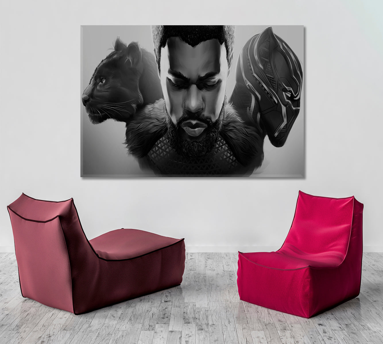 BLACK PANTHER Wakanda Forever B W Art Celebs Canvas Print Artesty   