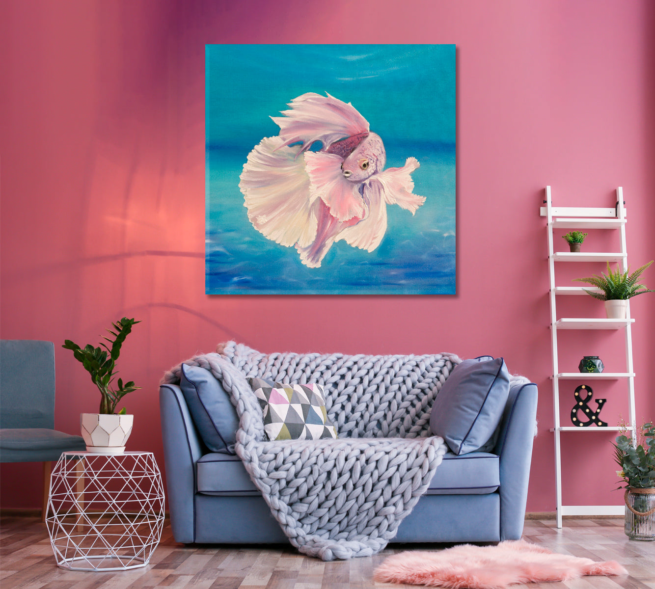 OCEAN Siamese Fighting Fish Underwater Nautical | Square Nautical, Sea Life Pattern Art Artesty   