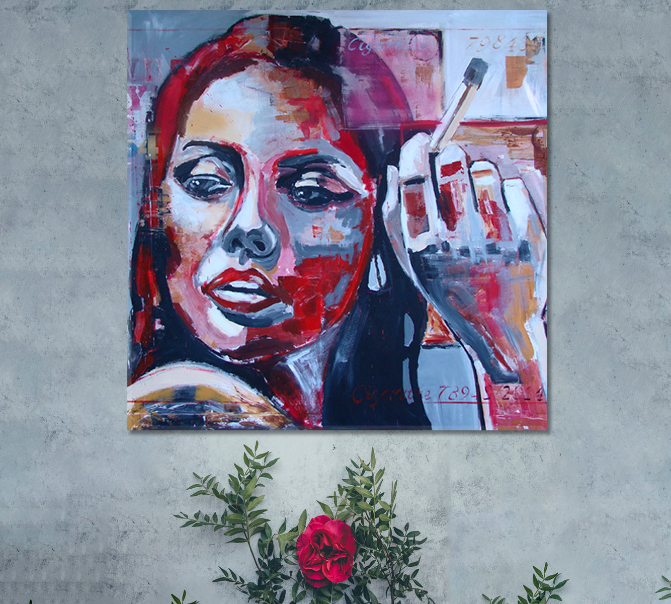Smoking Woman Modern Art Grunge Style Trendy - S People Portrait Wall Hangings Artesty   