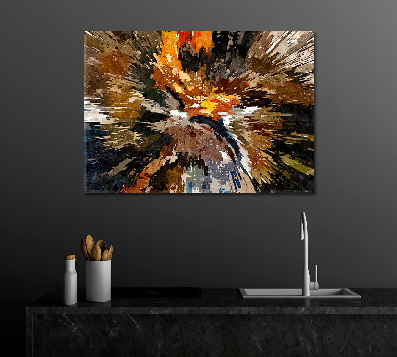 MODERN ART Abstract Splash Black Bron Yellow Tones Abstract Art Print Artesty   