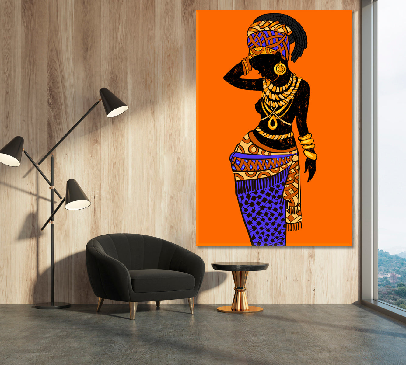 African Style Beautiful Black Woman Vibrant Abstract People Portrait Wall Hangings Artesty   