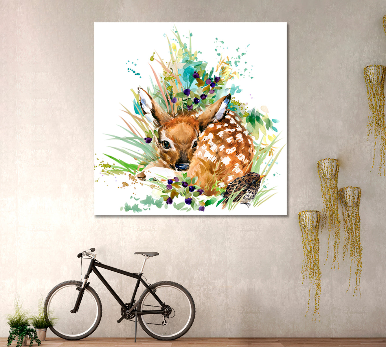 BAMBI Fawn Sweet Kids Baby Nursery Room Decoration | S Kids Room Canvas Art Print Artesty   