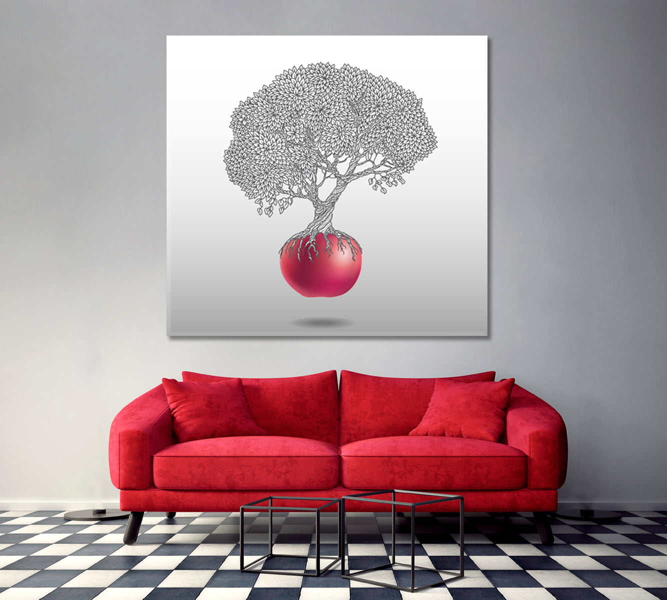 Old Tree Red Apple Artwork Pos Artesty   