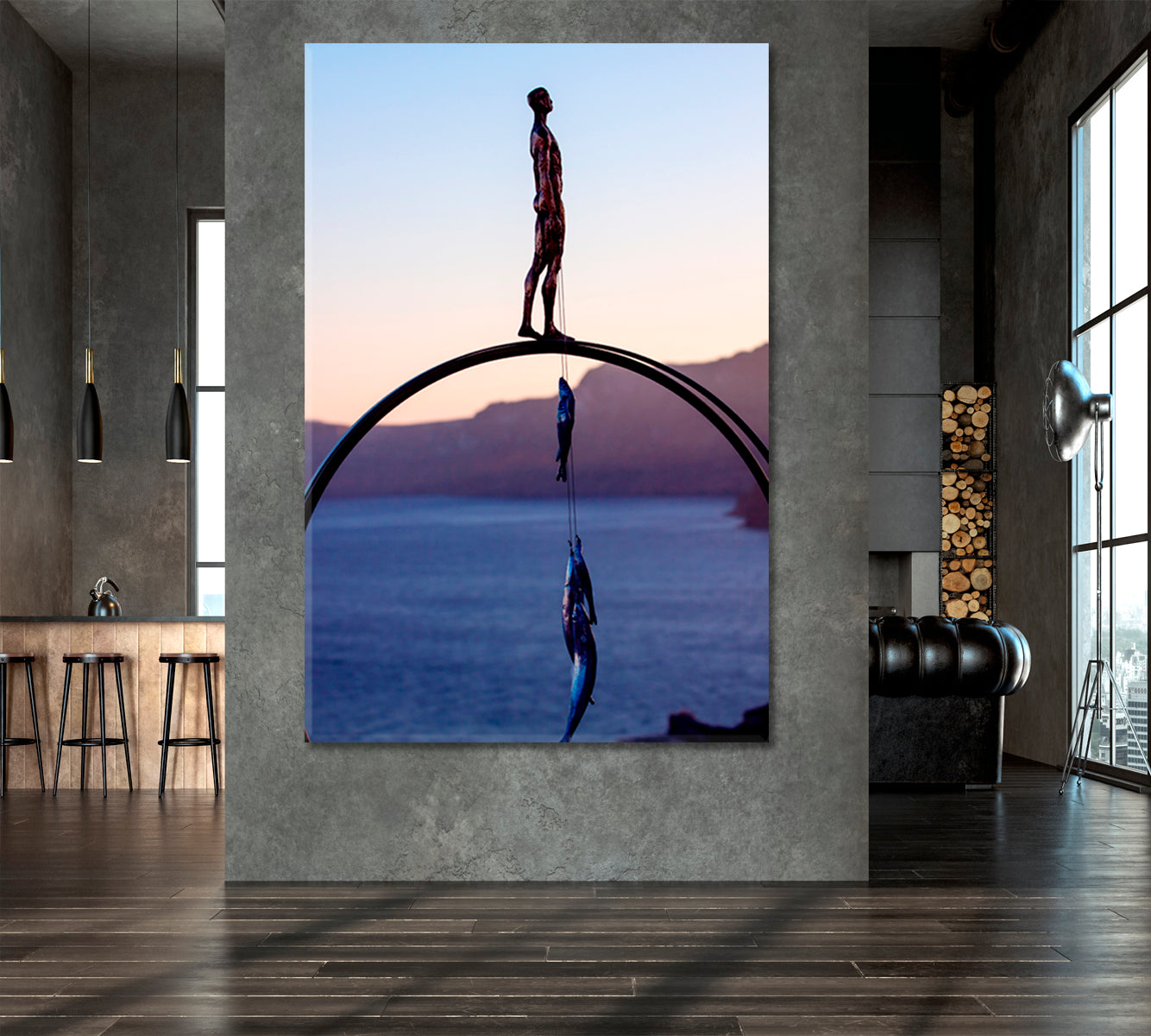 Santorini Island Greece Beautiful Architecture Canvas Print | Vertical Scenery Landscape Fine Art Print Artesty   