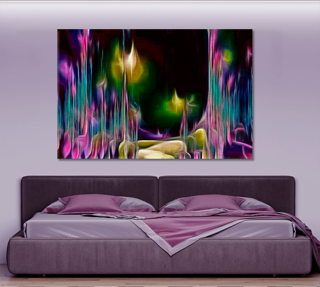 Abstract Fractal Psychedelic Shape Purple On Black Modern Art Contemporary Art Artesty   