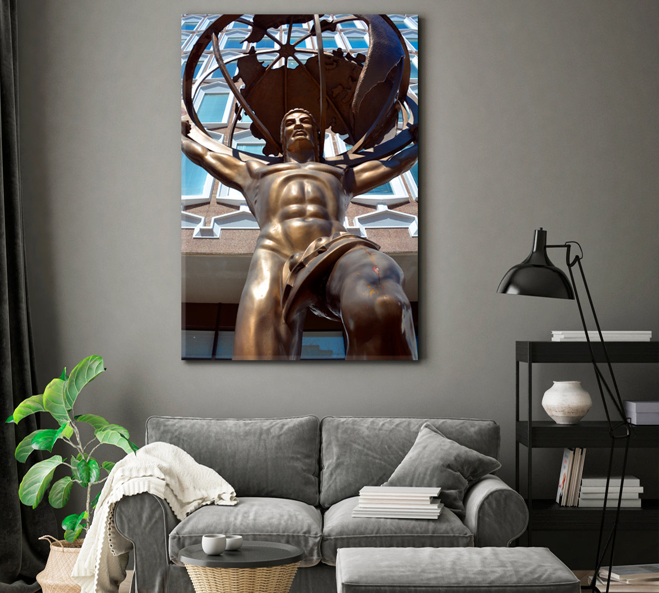 Atlas Titan Held Up Celestial Sphere Urban Architecture Montreal - V Cities Wall Art Artesty   