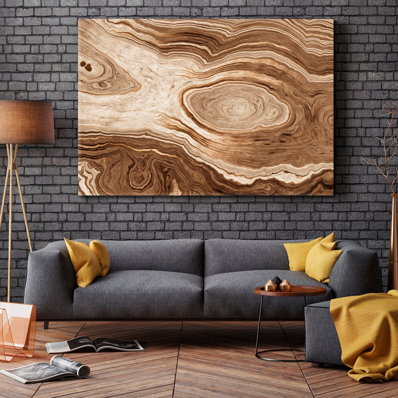 ABSTRACT Wavy Lines Age Growth Rings Oak Big Tree Trunk Slice Cut Woods Abstract Art Print Artesty   