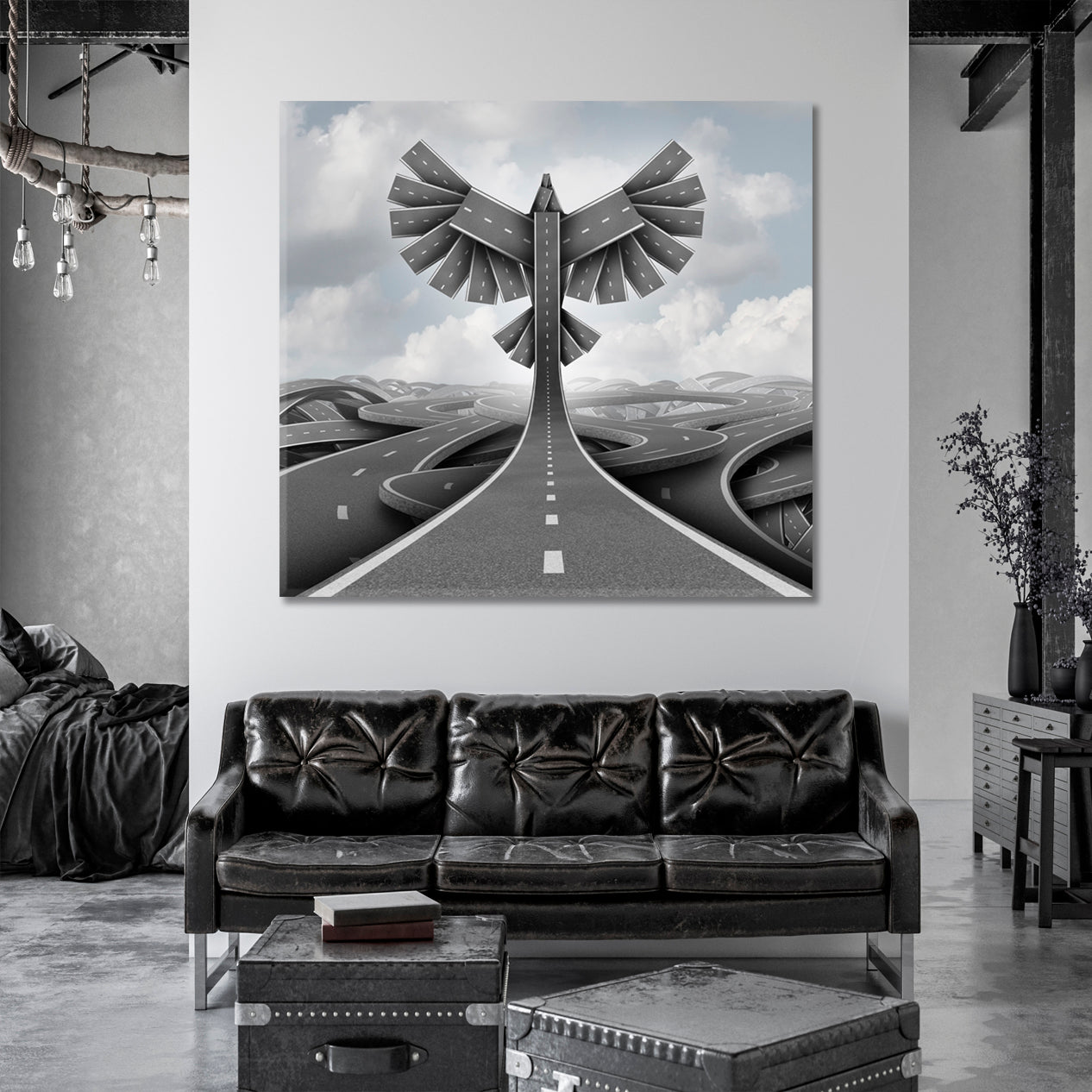 ROAD FREEDOM Business Life Motivation Concept Success Symbol Office Wall Art Canvas Print Artesty   