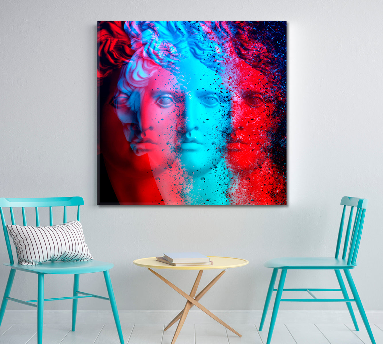 Greek God Apollo Belvedere Abstract Blue Red Creative Anaglyph Effect Contemporary Art Artesty   