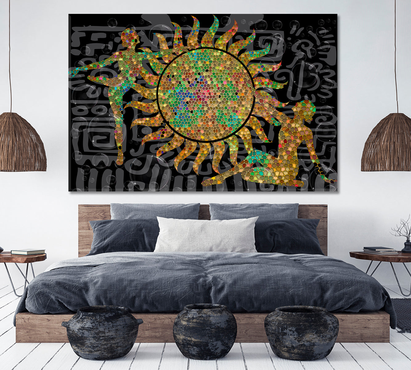 SOLAR ENERGY Constructive Abstract Figurative Boho Pattern Collage Contemporary Art Artesty   