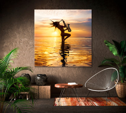 HOT JAZZ Picturesque Golden Horizon Landscape Sax Music Music Wall Panels Artesty   