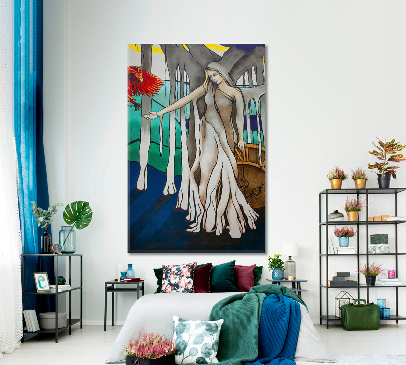 PLANET JANINE |  Woman Tree Abstract Surreal Modern Canvas Print - Vertical Surreal Fantasy Large Art Print Décor Artesty   