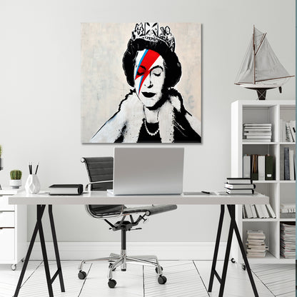 INSPIRED BY BANKSY Queen, Best Street Art Graffiti Bristol UK Canvas Print - Square Street Art Canvas Print Artesty   