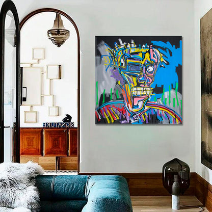 BASQUIAT STYLE Skull Untitled Popular Defiant | Square Contemporary Art Artesty   