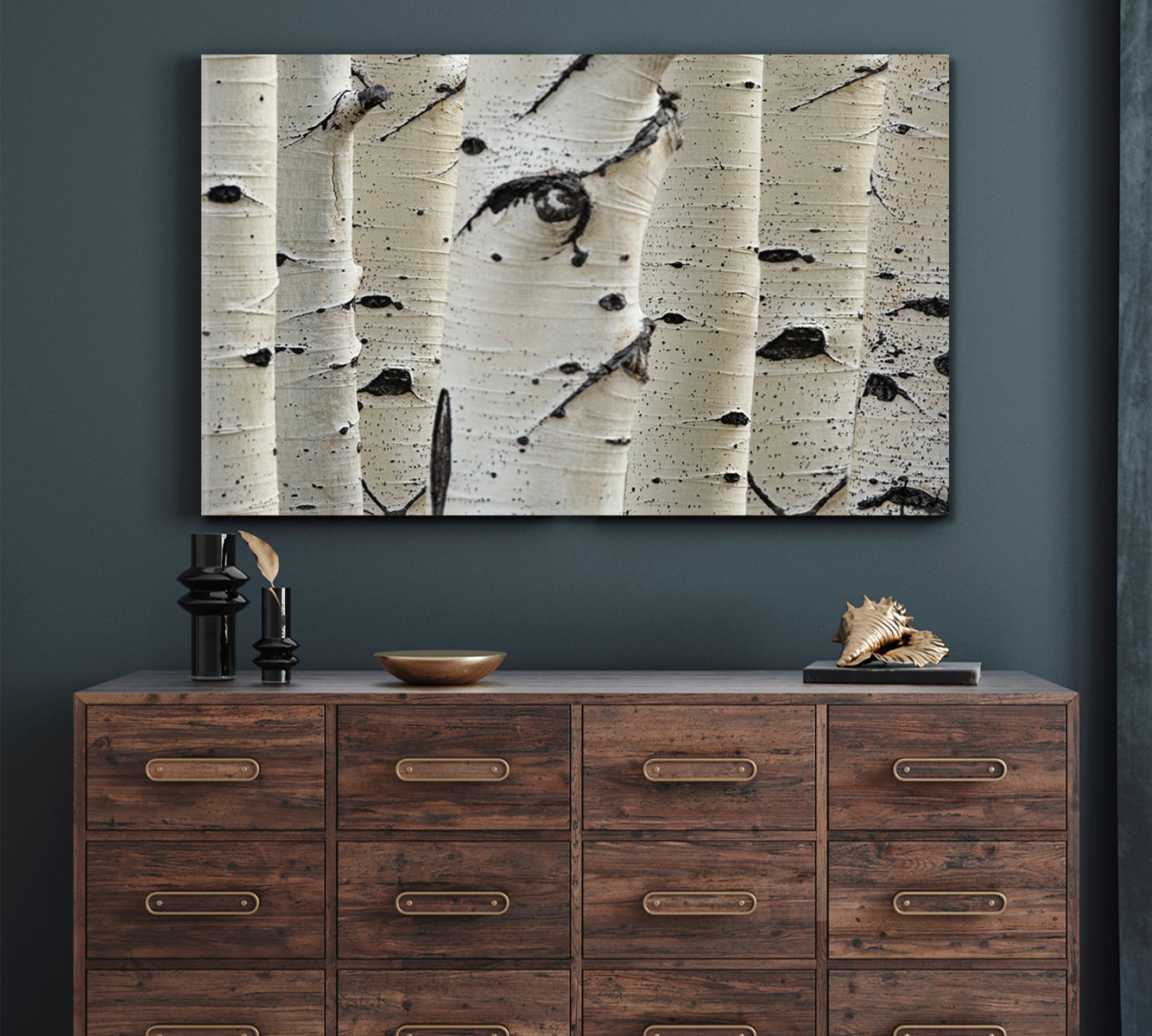 Birch Trees Row Close-up Trunks Nature Wall Canvas Print Artesty 1 panel 24" x 16" 