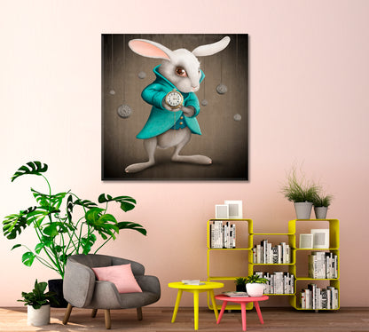 Alice's Adventures in Wonderland White Rabbit Clock KIDS ROOM FANTASY | S Kids Room Canvas Art Print Artesty   