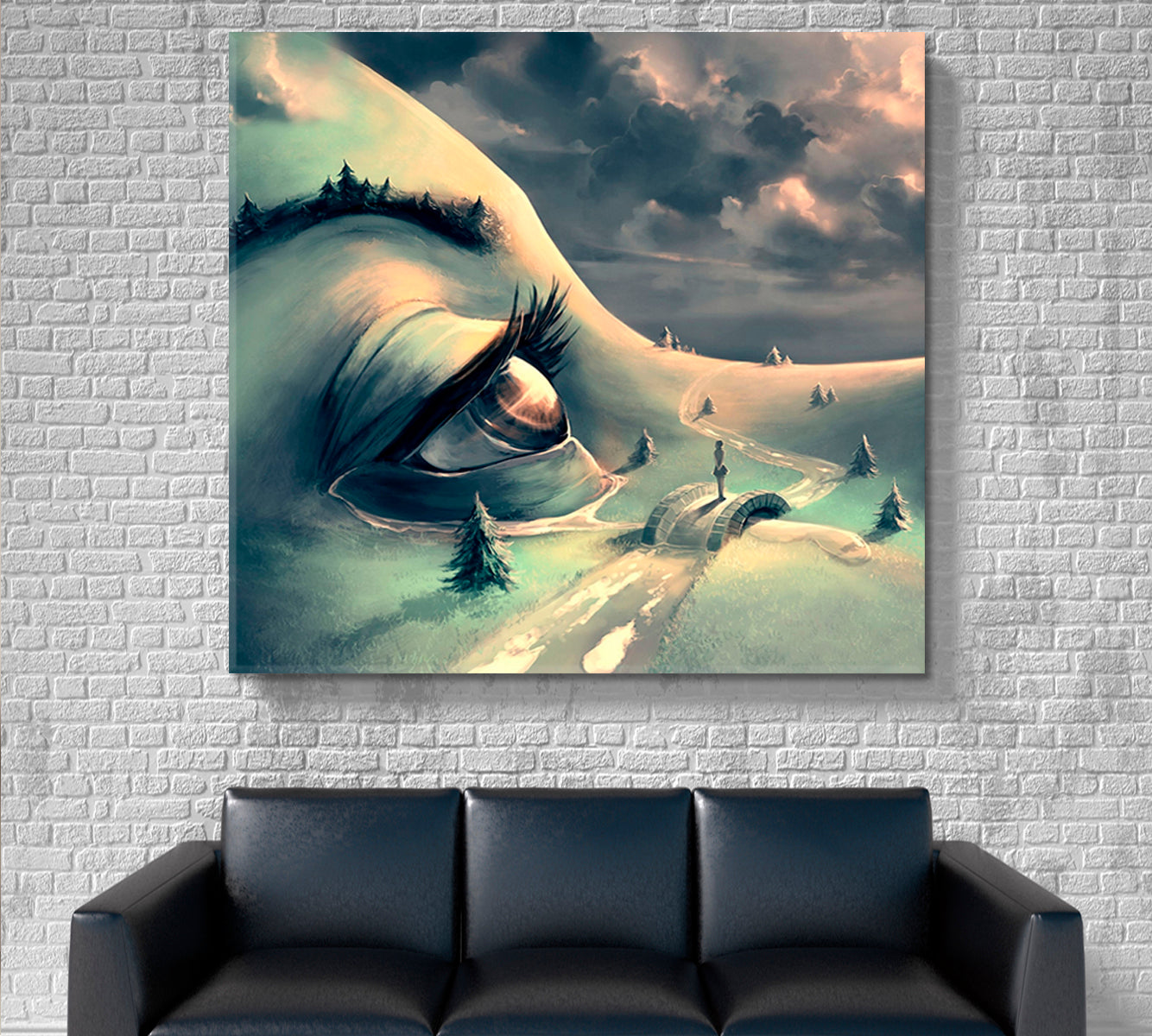 LANDSCAPE ON FACE Beautiful Surreal Artwork Surreal Fantasy Large Art Print Décor Artesty   